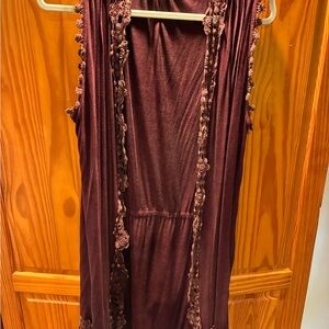 Altar’d State Sleeveless Cardigan with Lace Trim